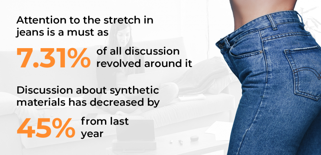 Stretching keyword in denim jeans