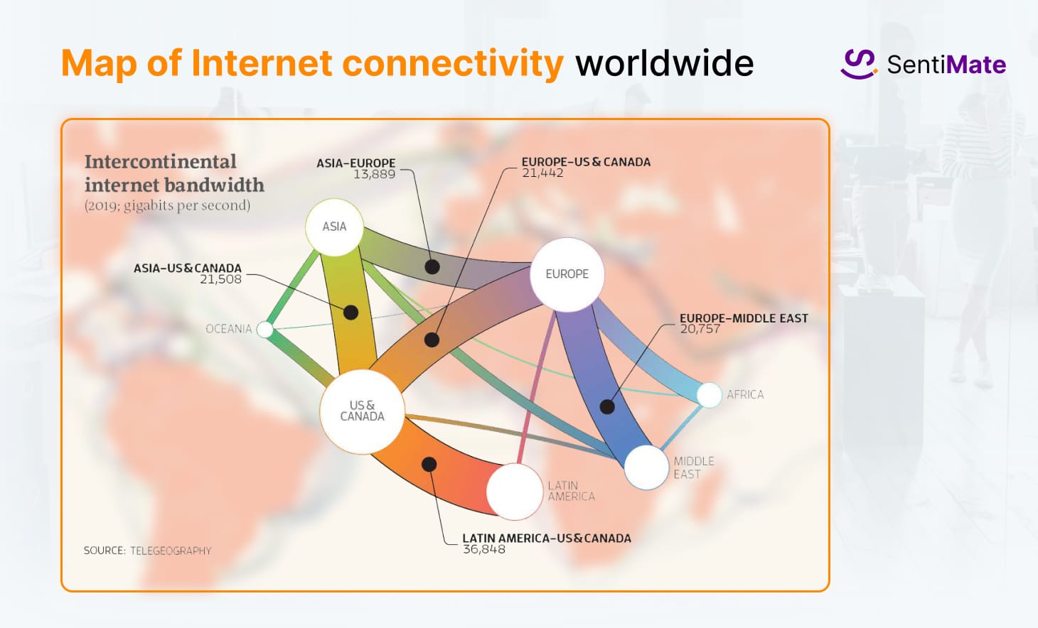 Map of internet connectivity worldwide